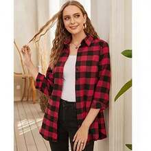 Camisa Manga Larga Cuadros Para Mujer - Rojo - Ver 5