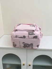 粉色時尚新款通用印花肩背包,大容量適用於休閒、學校、旅遊等。學校書包休閒背包戶外情人節禮物男性 - 粉色 - 查看 9