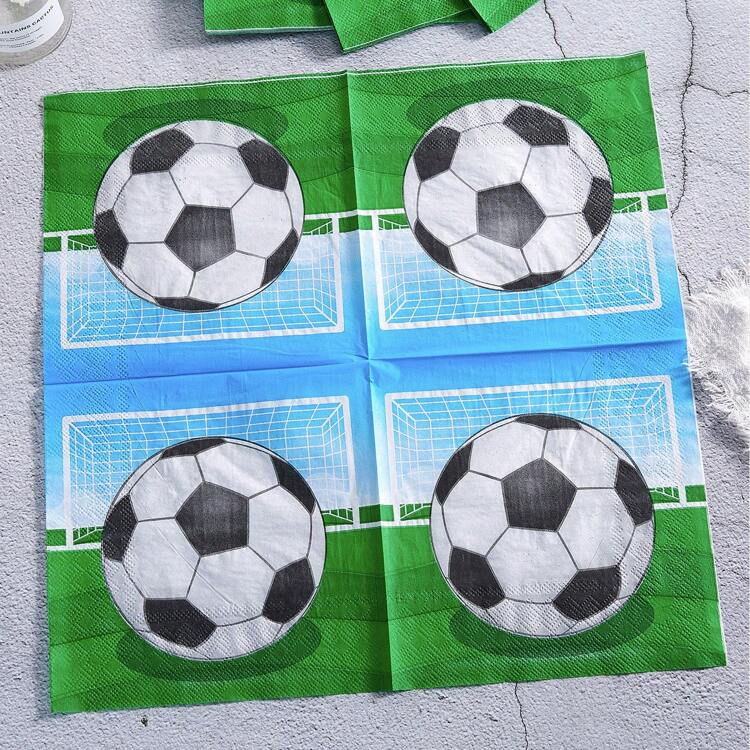 Juego de platos y servilletas desechables con diseño de fútbol, platos desechables de 7/9 pulgadas con diseño de pelota de fútbol y servilletas, platos de papel desechables para fiesta de fútbol, decoración de fiesta, artículos para fiesta de cumpleaños, regalo, Navidad - Multicolor - Ver 8