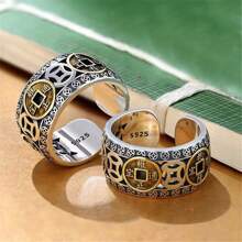 1pc Silver-Color Copper Coin Ring - silver coin ring - View 2