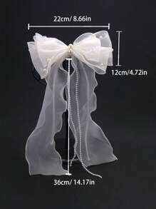 1 pieza Clip de pelo de novia de moda de gasa con moño, accesorio de pelo para damas de honor adecuado para cualquier vestido, fiesta de boda