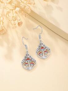 1對時尚精緻高端珠寶白金925銀蘑菇耳環,適合日常穿著、節日派對禮物,簡潔舒適 - 白色 - 查看 4