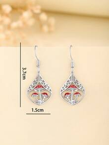 1對時尚精緻高端珠寶白金925銀蘑菇耳環,適合日常穿著、節日派對禮物,簡潔舒適 - 白色 - 查看 5