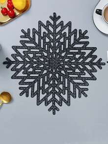 1 Miếng Giáng sinh Bông tuyết Xu hướng: Cắt giảm Thảm trải bàn & Đĩa nhỏ Với Đỏ  Edging Đồ trang trí - Những bông tuyết sọc đỏ - Xem 7