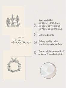 3 件/套現代簡約槲寄生聖誕樹藝術印刷品適合聖誕牆裝飾 - 彩色 - 查看 5