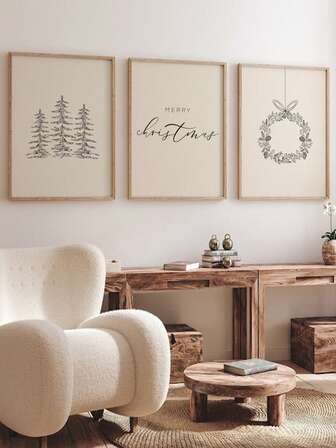 3 Stücke/set Modern-minimalistische Mistel Weihnachtsbaum Kunstdrucke Für Weihnachtswanddekoration