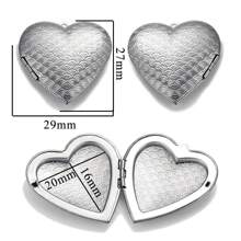 5个不锈钢心形照片吊坠盒，DIY珠宝配件，情人节 - 相盒 - 查看 12