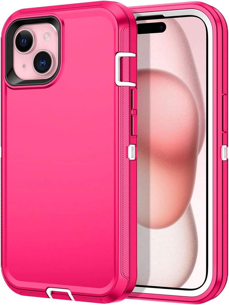 Apple Pink Neon Heavy Duty Shockproof 3-Layer Full Body Protection Tough Hybrid Rubber Strong Phone Case Waterproof Anti-Fall Scratch Resistant - Baby Pink - View 1