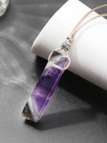 1件天然石材不对称长方形吊坠手工编织个性化项链 - 項鍊 - 查看 4