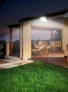 4 件/2 件户外太阳能灯 190 LED 带遥控照明，6000LM 运动传感器太阳能泛光灯，防水安全灯超级黄昏到黎明太阳能照明，室内外庭院车库公园广场门廊照明装饰灯，户外花园照明适用于小路、庭院、露台 - 黑色 - 查看 2