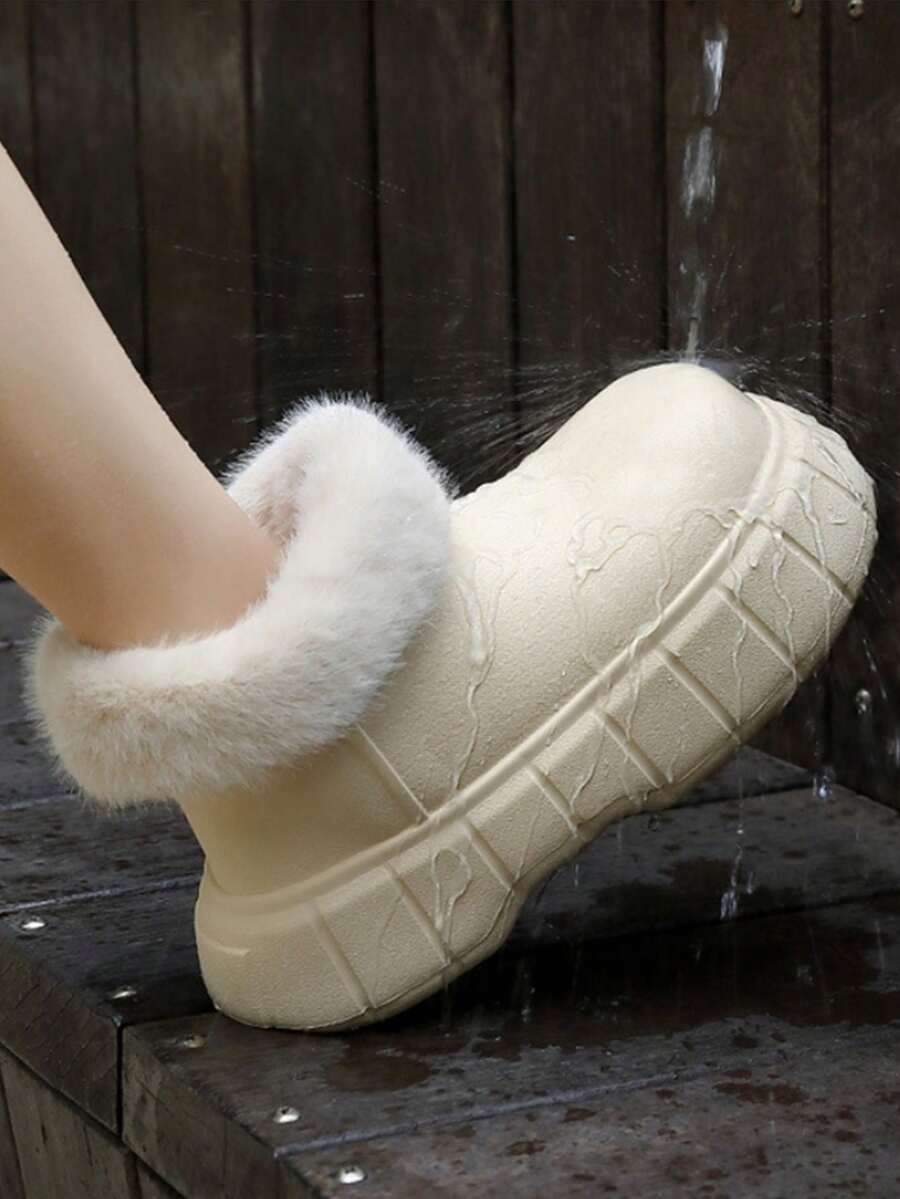 Eva 女士冬季防水拖鞋厚底保暖内衬加厚女式雪地靴冬季短鞋冬季 - 白色 - 查看 1