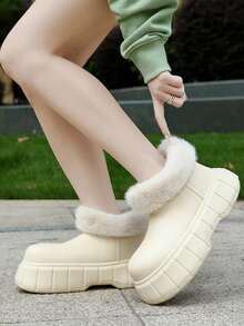 Eva 女士冬季防水拖鞋厚底保暖内衬加厚女式雪地靴冬季短鞋冬季 - 白色 - 查看 4