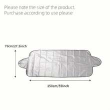 1pc Silver Car Windshield Snow Cover For Winter, Sunshade For Summer - Silver - View 5