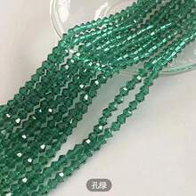 3mm Handmade Diy Crystal Rhombus Beads, Fashionable Beaded Chain For Bracelet/necklace, Conical Loose Beads Jewelry Accessory - malachite green - View 5