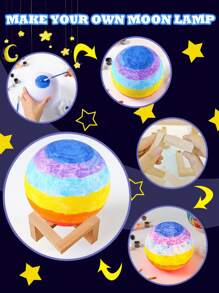 5.2英吋diy月球燈套件,適用於女孩男孩禮品,自己動手畫月球燈套件,工藝diy 3d月球燈銀河燈,月球夜燈適用於臥室派對家居裝飾 - 黃色 - 查看 5