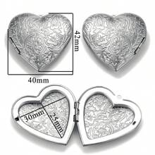5个不锈钢心形照片吊坠盒，DIY珠宝配件，情人节 - 相盒 - 查看 28