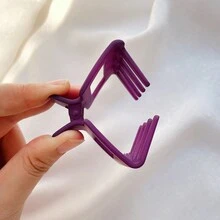 3pcs Medium-sized Simple Purple Hair Claw Clips For Girls, Suitable For Daily Wear - Purple - View 3