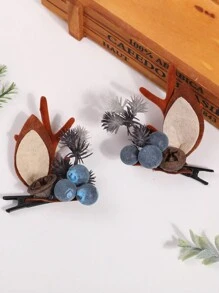 2 Miếng Của phụ nữ Tiệc Giáng sinh Đúng mốt Con hươu Gạc Bên Kẹp Đối với Trang trí lễ hội Chiếc kẹp tóc - Nhiều màu - Xem 3