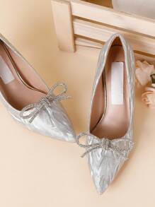 時尚新款鑽石花，一對白色鑽石蝴蝶鞋夾，適用於高跟鞋或平底鞋裝飾，可拆卸玻璃水晶花，適合晚宴和婚禮活動。 - 白色 - 查看 6