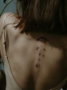 6 cái Đen Mắt , Hoa , Mẫu hành tinh Hình xăm tạm thời Hình dán Đối với Cổ tay , Ngực , Bụng , Trở lại , Cơ thể - màu đen - Xem 7