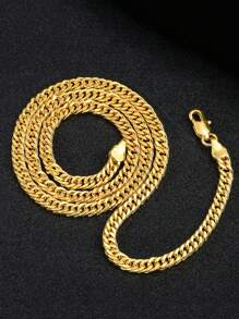 Collier De 6 Mm Plaqué Or 18k Punk Hip Hop Chaîne De Pull-over Pour Homme Et Femme Bijoux En Métal Pour Cadeau De Fête D'anniversaire