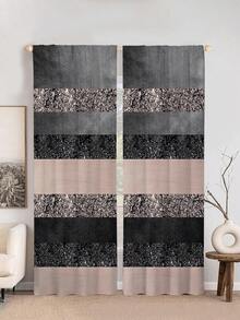 2入組大理石水晶紋路木紋圖案帶紋理窗簾,不開孔窗簾,適用於臥室辦公室廚房客廳書房家居裝飾 - 彩色 - 查看 2