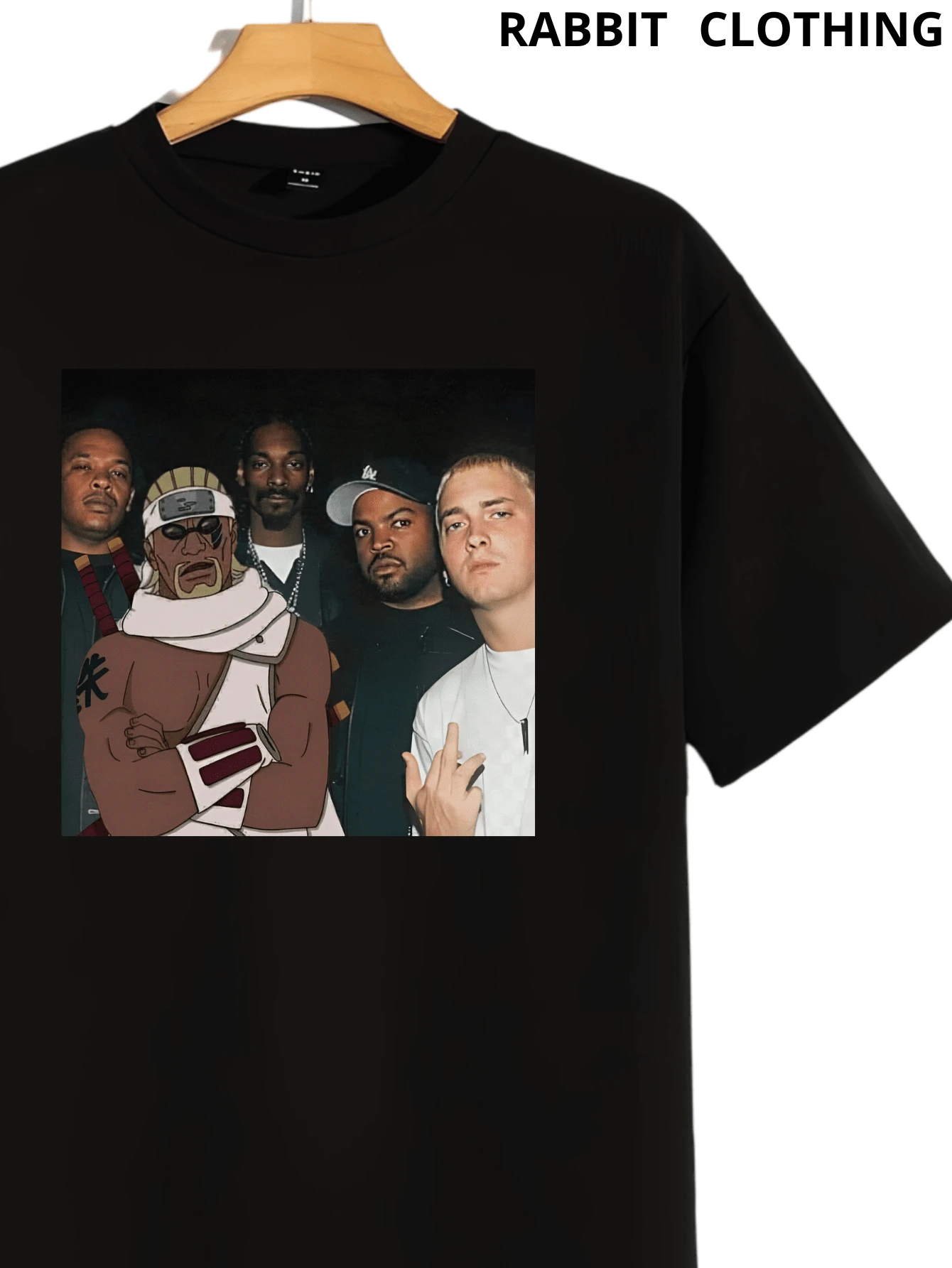 Camiseta cuello redondo algodón "raperos" - Blanco y Negro - Ver 1