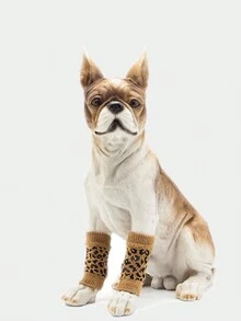 2 Pairs/4pcs Yellow Leopard Print Pet Dog Cat Leg Warmers Knee Pads, Warm Elastic Breathable Socks Suitable For Small Dogs And Cats