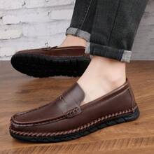 Men's Handmade Leisure Loafers, Simple Office Shoes, Comfortable And Durable - Brown - View 1