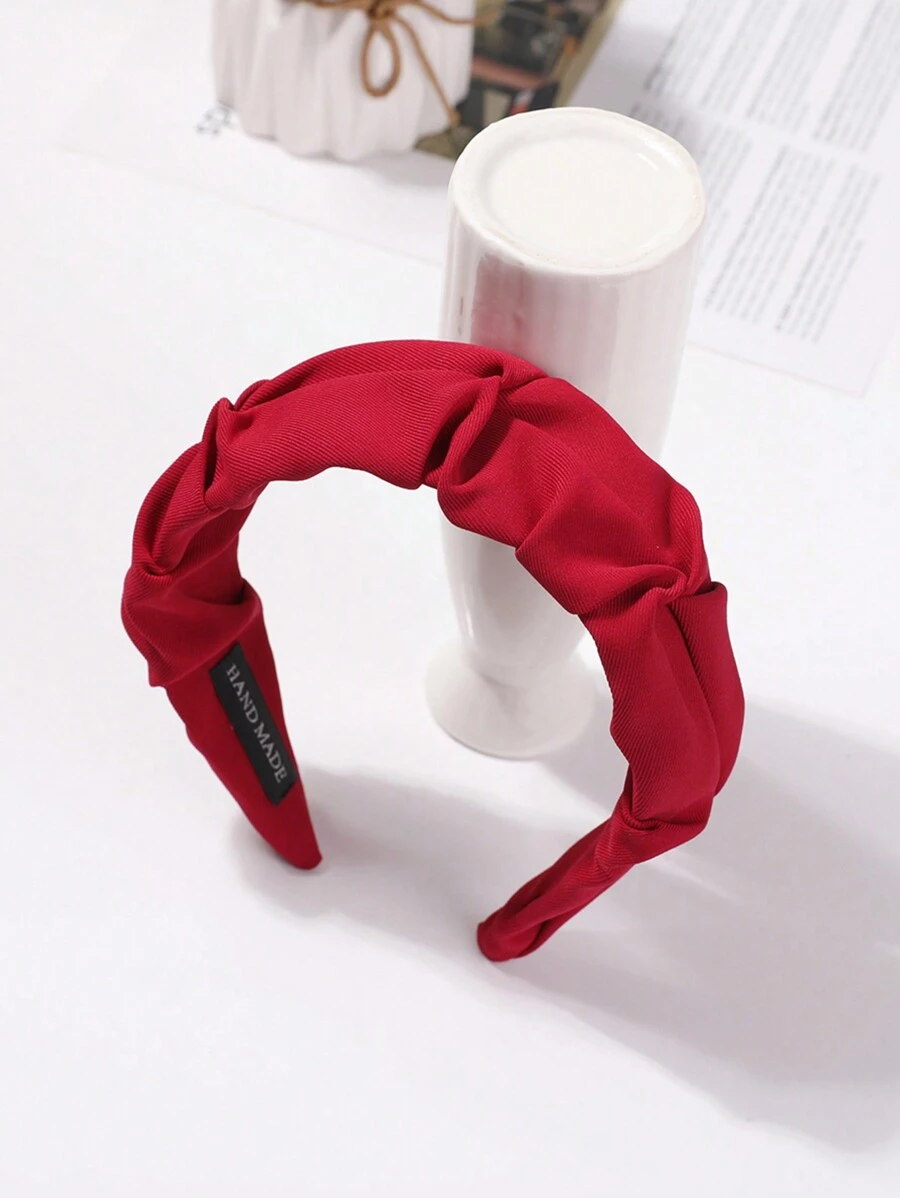 1 Miếng Của phụ nữ Hàn Quốc Phong cách Linh hoạt Rộng Vải Dây buộc tóc Với Xếp - Đỏ - Xem 1