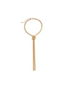 1件时尚蛇骨流苏链条项链，简约Y形金属项链，个性化环绕式设计，适合女士配饰 - 金黃色 - 查看 6