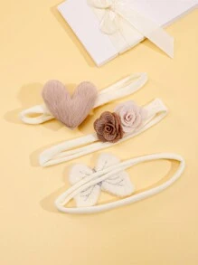 4pcs Autumn/Winter Earthy Tone Butterfly & Flower Decor Headband, Elegant For Infants & Girl, Suitable For Wedding Party Fashion, Lifelike Butterfly Elastic Headband, Baby Hair Accessories Love Valentine