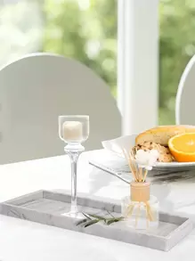 3M 1pc Marble Pattern Silicone Bathroom Storage Tray, Dresser Tray, Toilet Tank Tray