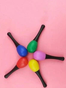 10入組塑膠沙錘手持沙錘,蛋形沙鈴,適用於orff樂器(隨機顏色) - 彩色 - 查看 3