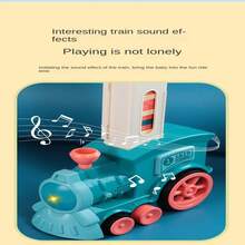 趣味多米诺骨牌电动火车 垂直积木 DIY 益智儿童游戏玩具 适合双十一、圣诞节、生日、感恩节、万圣节礼物 - 彩色 - 查看 7