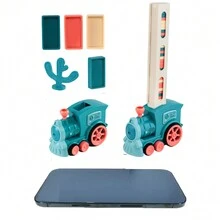 趣味多米诺骨牌电动火车 垂直积木 DIY 益智儿童游戏玩具 适合双十一、圣诞节、生日、感恩节、万圣节礼物 - 彩色 - 查看 11