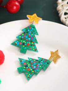 Andkiss 1 đôi bông tai cây thông Noel, phù hợp cho trang phục hàng ngày và lễ hội của phụ nữ - Nhiều màu - Xem 3