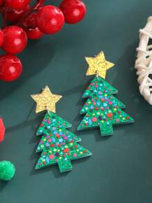 Andkiss 1 đôi bông tai cây thông Noel, phù hợp cho trang phục hàng ngày và lễ hội của phụ nữ - Nhiều màu - Xem 2