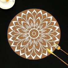 波西米亞風格 Pvc 餐墊網版印刷西餐隔熱墊可水洗 Teslin 餐墊 2/4/6/8 - 白色 - 查看 7