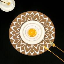 波西米亞風格 Pvc 餐墊網版印刷西餐隔熱墊可水洗 Teslin 餐墊 2/4/6/8 - 白色 - 查看 6