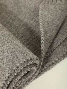 1pc Men's Fashionable Solid Color Striped Minimalist Style Warm Knitted Scarf Suitable For Fall And Winter Daily Wear - Brown - View 3