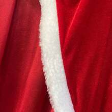1pc Fuzzy Trim Tie Front Christmas Costume Cape Robe - Red - View 5