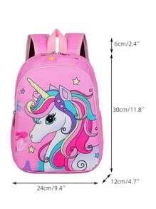 Cartoon Unicorn Pattern Backpack For Kids, Girls' Small Shoulder Bag For Kindergarten, Toddler Schoolbag - Pink - View 10