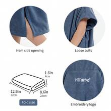 HiTurbo 1pc Super Fine Fiber Quick Dry Kids' Bathrobe, Simple Loop Portable Anti-exposure Absorbent Cape Suitable For Diving Swimming Beach Outdoor - Navy Blue - View 9