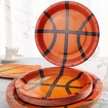 篮球派对用品 - 一次性篮球餐具套装，餐巾纸，纸盘，篮球派对用品，生日装饰，运动派对主题装饰，圣诞节 - 彩色 - 查看 3