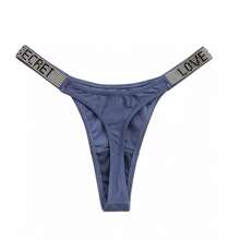 Love's Secret Thong Panty Bikini Rhinestone Panty - Blue - View 2