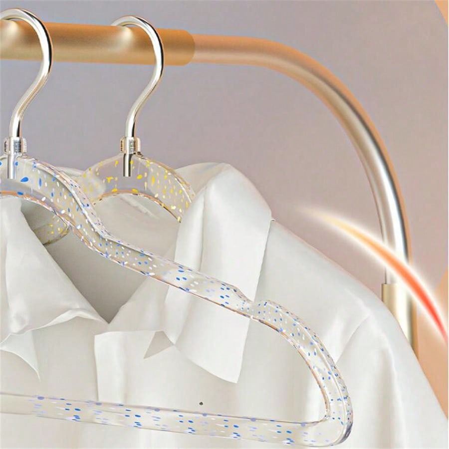 10pcs/set Luxury Acrylic Hangers Transparent Glittering, Gold Powder