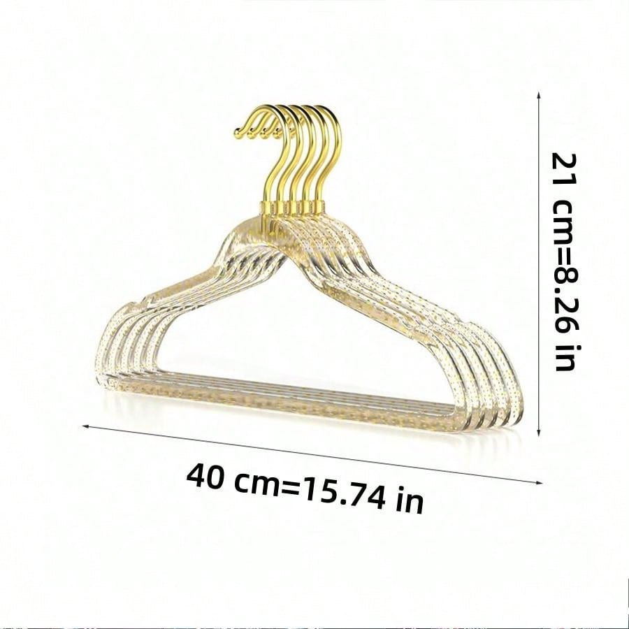10pcs/set Luxury Acrylic Hangers Transparent Glittering, Gold Powder