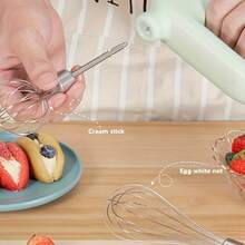 1pc, Wireless Portable Electric Food Mixer Automatic Whisk Dough Egg Beater Baking Cake Cream Whipper Kitchen Tool - Green - View 11