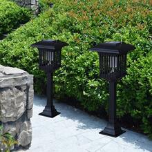 1入太陽能驅蟲器掛式/地面式/立式3合1蚊子燈,自帶2種模式的紫外及紫光led白光室外燈具,適用於花園、露台、別墅、草坪且具防水設計 - 黑色 - 查看 10